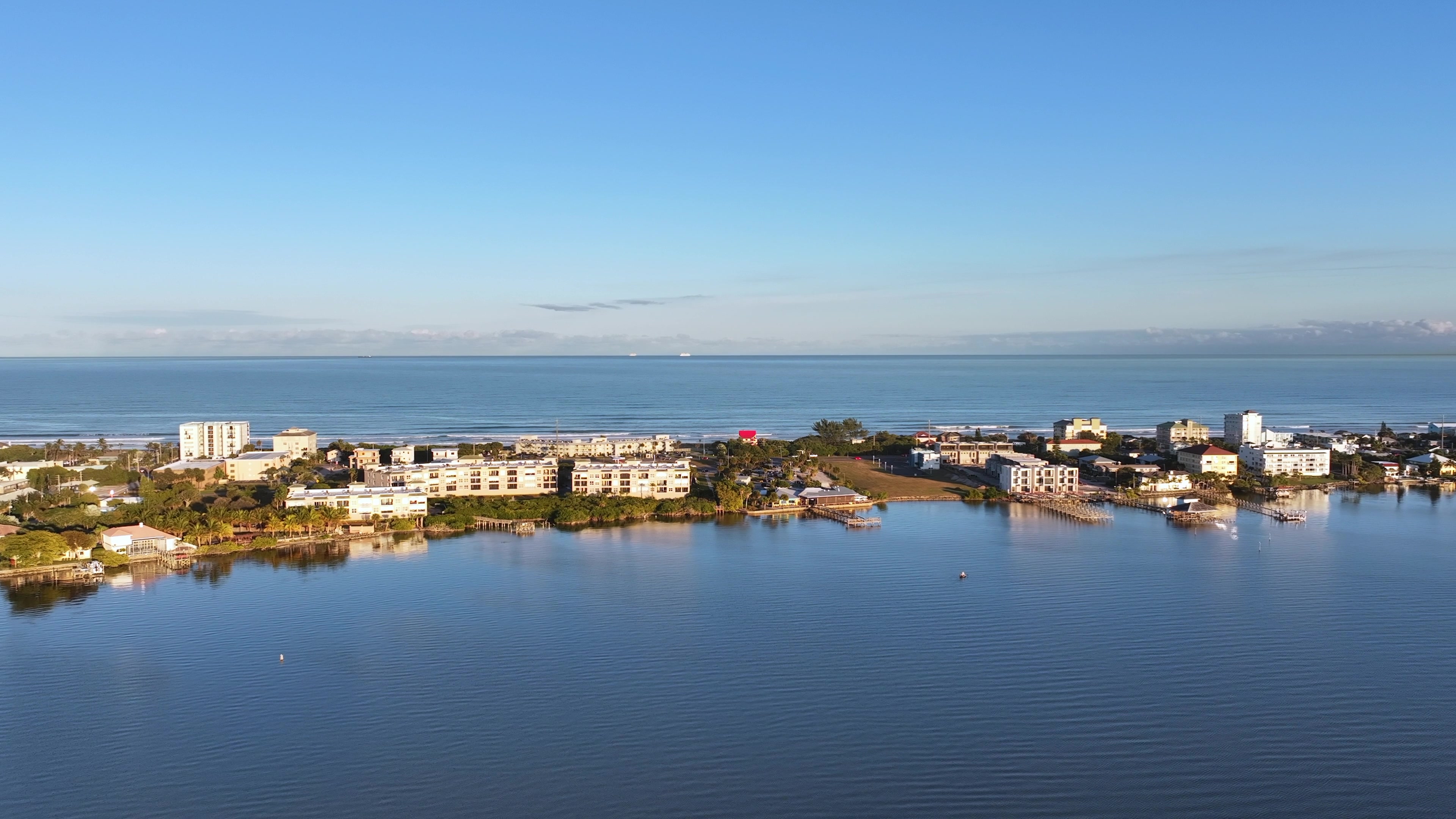 Aerial View of Florida Intracoastal Waterway and Coastal Town